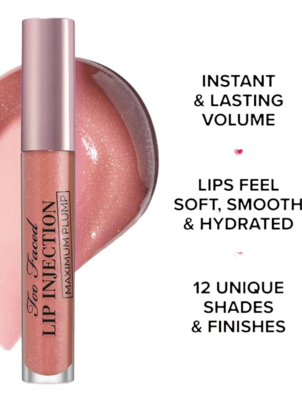 Too Faced Lip Injection Plumping Lip Gloss  Alamode Cool Tone Mauve Pink Shimmer